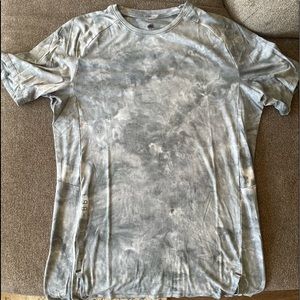(M) Grey, Light Blue, and White lululemon T-Shirt.